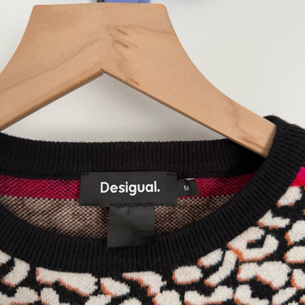 Desigual Medium Chapin Mixed Pattern Sweater Boho… - image 2